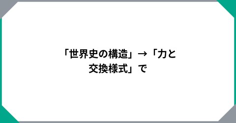 「世界史の構造」→「力と交換様式」で
